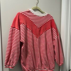 Red and White Vintage Striped Sweater
